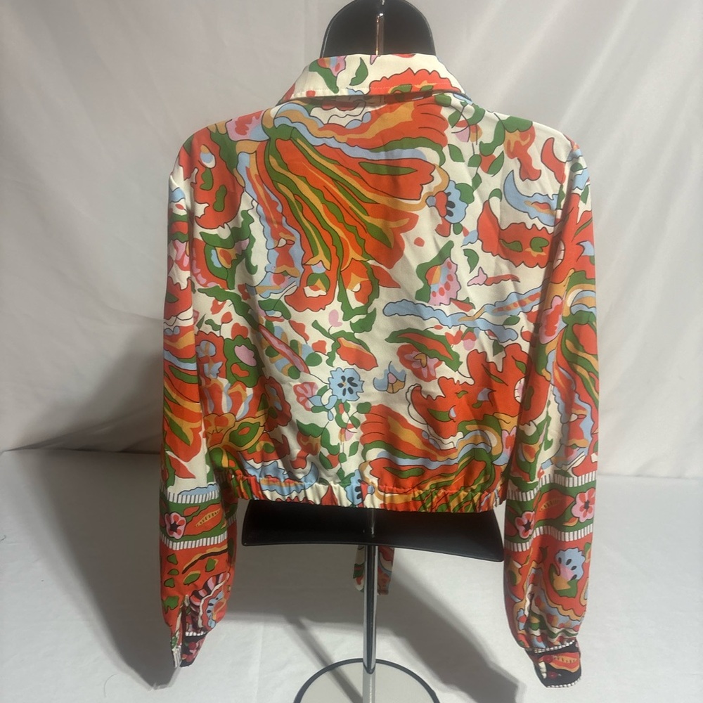 cupcakes & cashmere Multicolor Floral Paisley Tie Front Cropped Blouse Size : XS - Picture 8 of 16